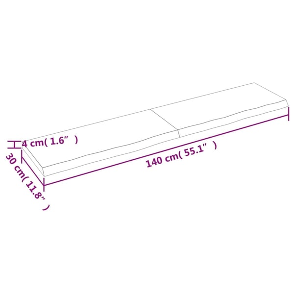 vidaXL Benkeplate til bad lysebrun 140x30x(2-4) cm behandlet heltre