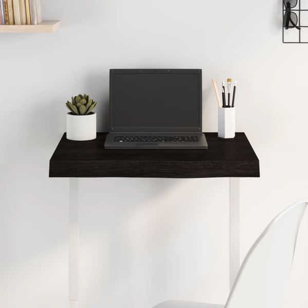 vidaXL Bordplate mørkebrun 60x40x(2-6) cm behandlet heltre eik