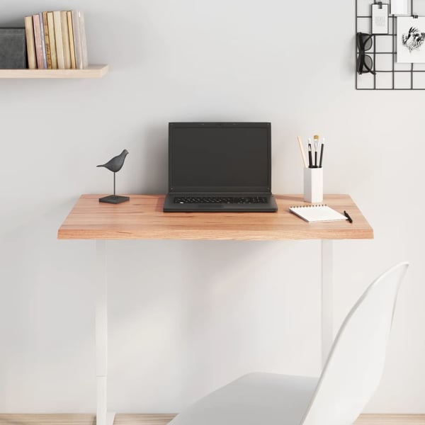vidaXL Bordplate lysebrun 80x50x2 cm behandlet heltre eik