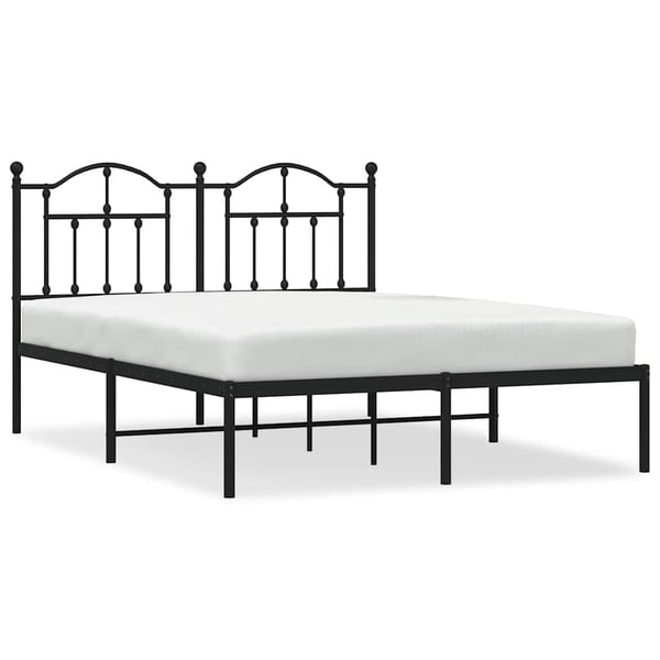 vidaXL Sengeramme i metall med sengegavl svart 140x200 cm