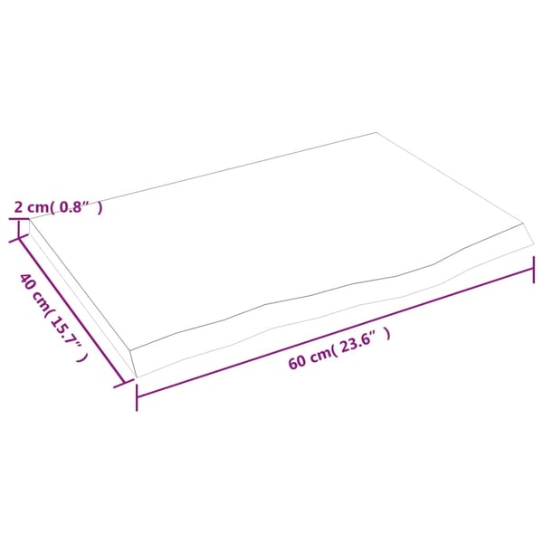 vidaXL Bordplate lysebrun 60x40x2 cm behandlet heltre eik