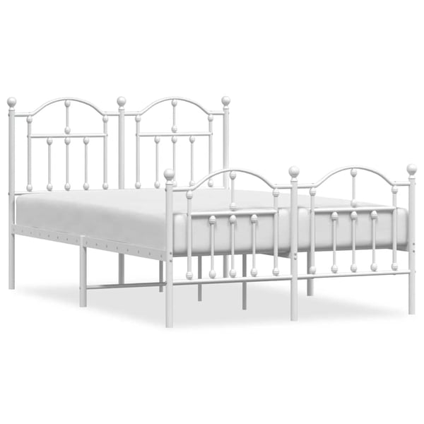 vidaXL Sengeramme i metall med hode- og fotgavl hvit 120x190 cm
