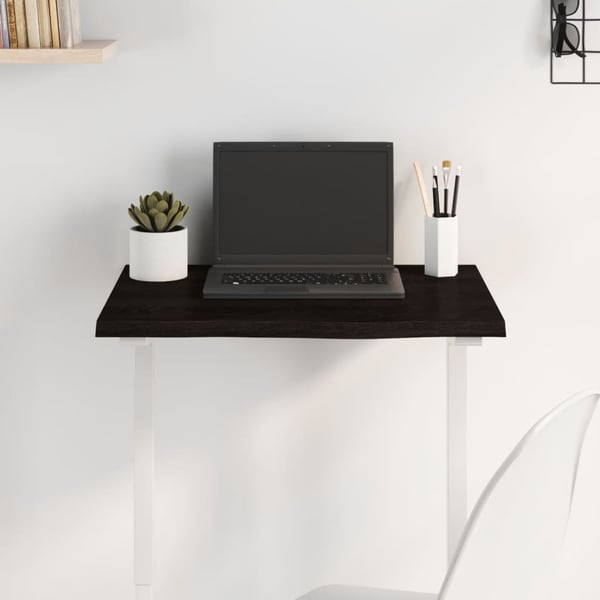 vidaXL bordplade 60x40x2 cm behandlet massivt egetræ mørkebrun