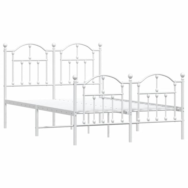 vidaXL Sengeramme i metall med hode- og fotgavl hvit 120x200 cm