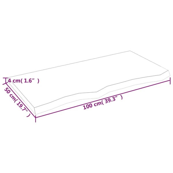 vidaXL Bordplate mørkebrun 100x50x(2-4) cm behandlet heltre eik
