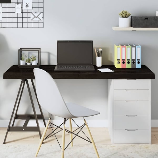 vidaXL Bordplate mørkebrun 140x50x(2-6) cm behandlet heltre eik
