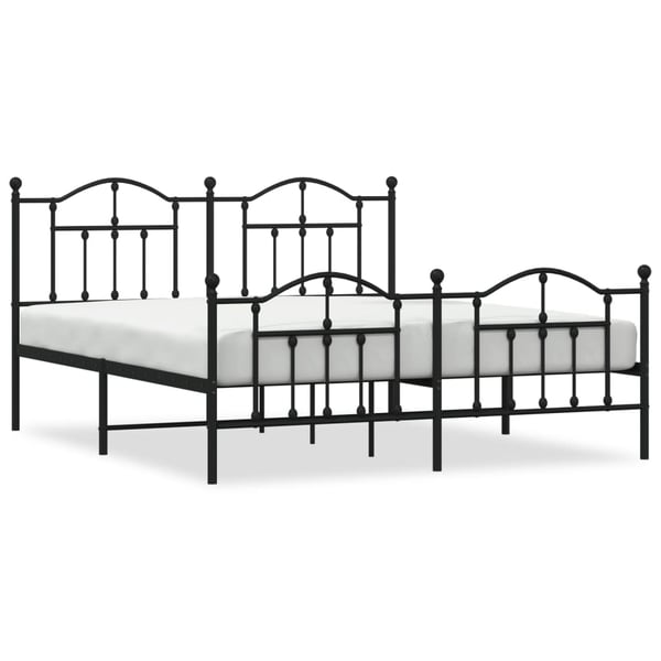 vidaXL Sengeramme i metall med hode- og fotgavl svart 183x213 cm