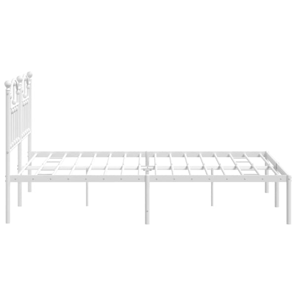 vidaXL Sengeramme i metall med hodegavl hvit 135x190 cm