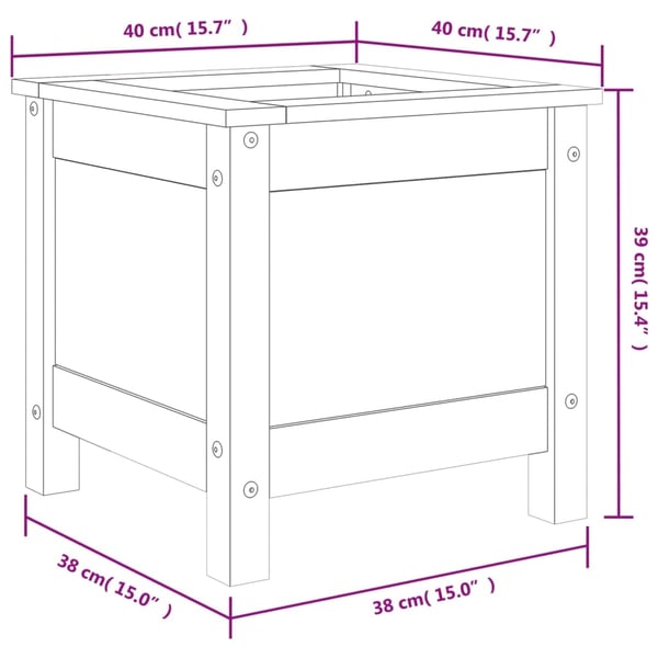 vidaXL Hageplantekasse 40x40x39 cm heltre furu