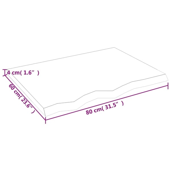 vidaXL Bordplate 80x60x(2-4) cm ubehandlet heltre eik