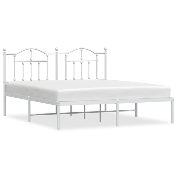 vidaXL Sengeramme i metall med hodegavl hvit 183x213 cm