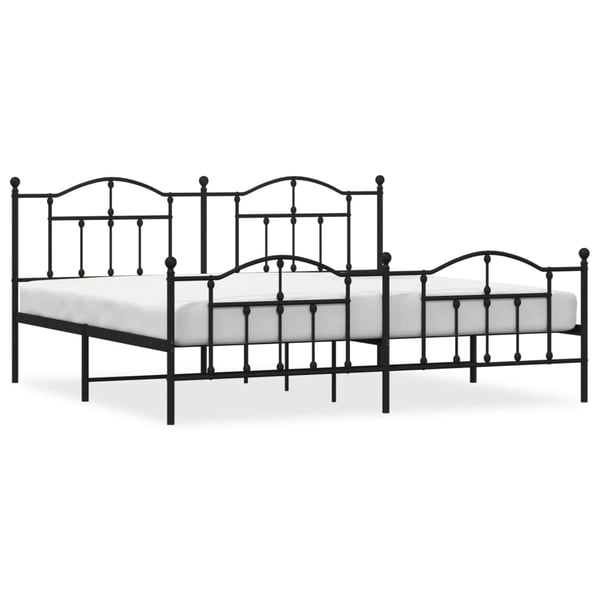 vidaXL Sengeramme i metall med hode- og fotgavl svart 193x203 cm