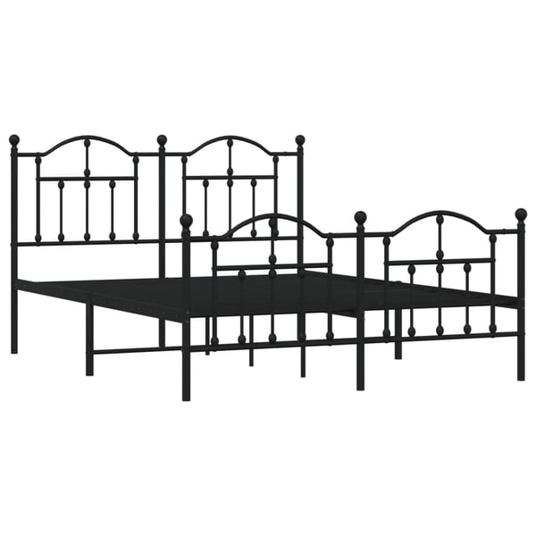 vidaXL Sengeramme i metall med hode- og fotgavl svart 140x190 cm