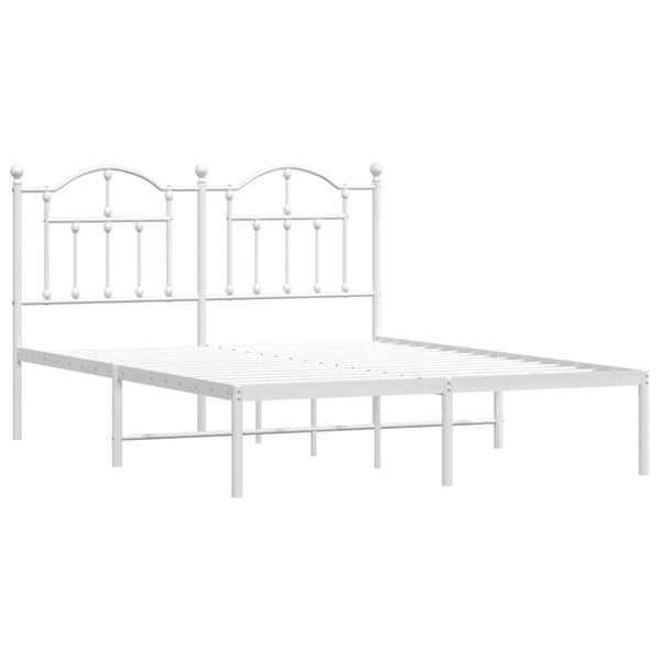 vidaXL Sengeramme i metall med hodegavl hvit 140x200 cm