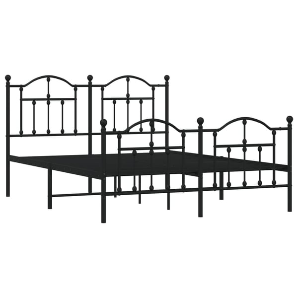 vidaXL Sengeramme i metall med hode- og fotgavl svart 135x190 cm