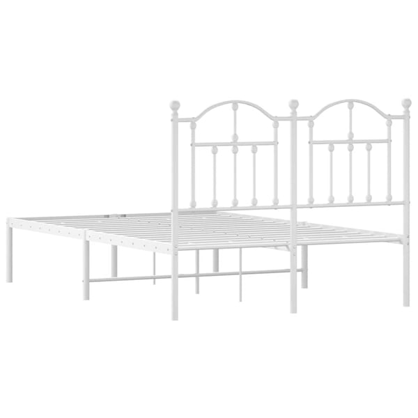 vidaXL Sengeramme i metall med hodegavl hvit 120x200 cm