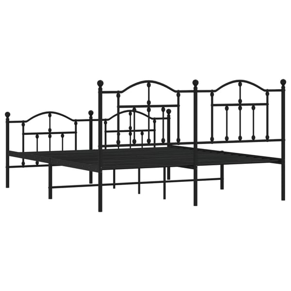 vidaXL Sengeramme i metall uten madrass med fotgavl svart 180x200 cm