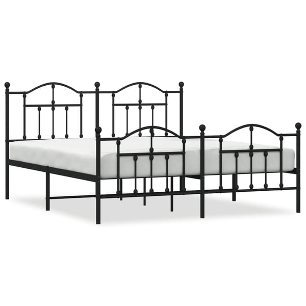 vidaXL Sengeramme i metall uten madrass med fotgavl svart 180x200 cm