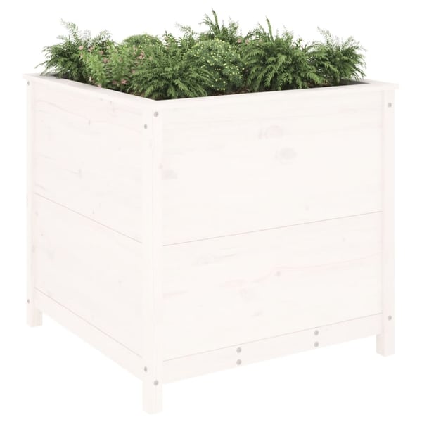 vidaXL Hageplantekasse hvit 82,5x82,5x78 cm heltre furu