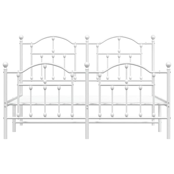 vidaXL Sengeramme i metall med hode- og fotgavl hvit 140x190 cm