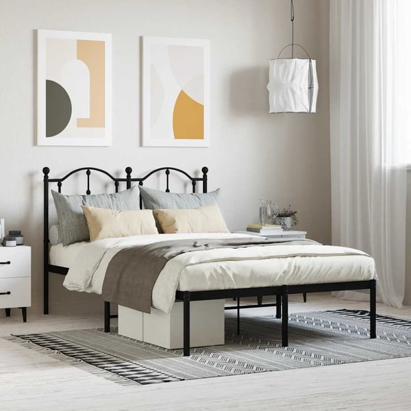 vidaXL Sengeramme i metall med hodegavl svart 120x190 cm