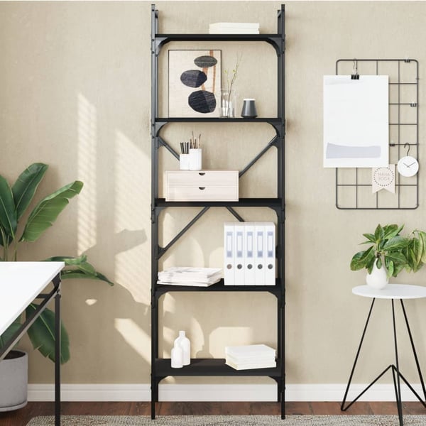 vidaXL bogreol med 5 hylder 56x31,5x174 cm konstrueret træ sort