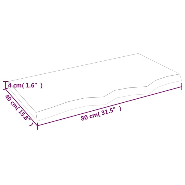 vidaXL Benkeplate til bad lysebrun 80x40x(2-4) cm behandlet heltre