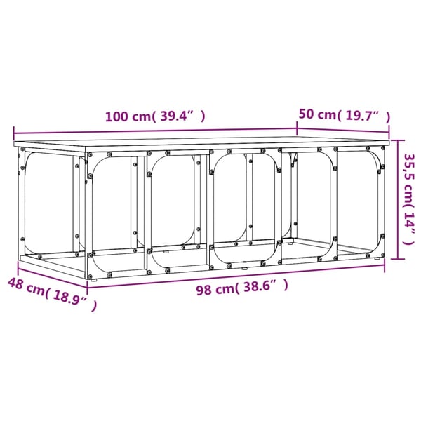 vidaXL sofabord 100x50x35,5 cm konstrueret træ grå sonoma-eg