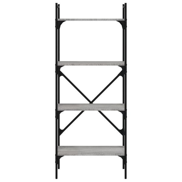 vidaXL bogreol 56x31,5x138,5 cm 4 hylder konstrueret træ grå sonoma-eg