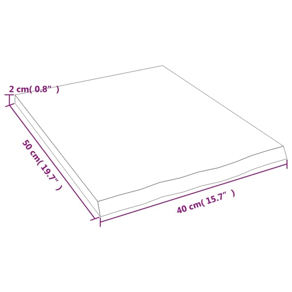 vidaXL Benkeplate til bad 40x50x2 cm ubehandlet heltre