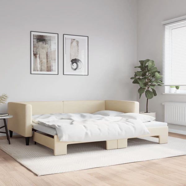 vidaXL daybed med udtræk 100x200 cm stof cremefarvet