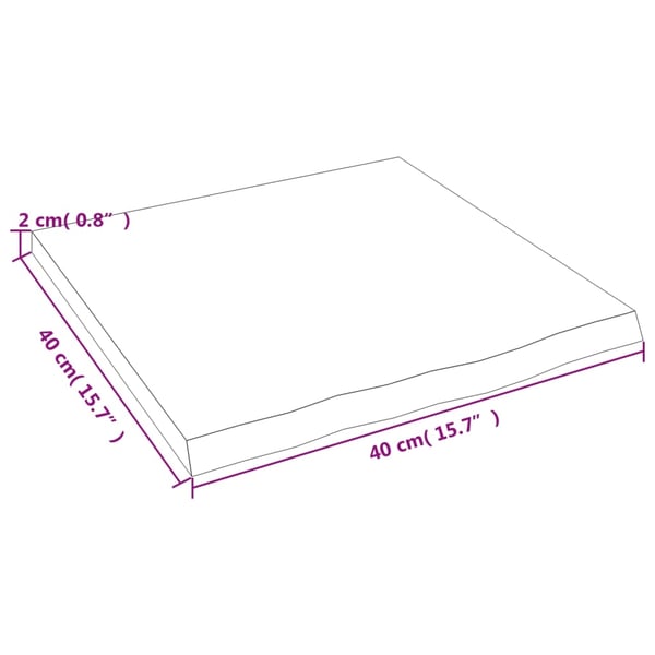 vidaXL Benkeplate til bad 40x40x2 cm ubehandlet heltre