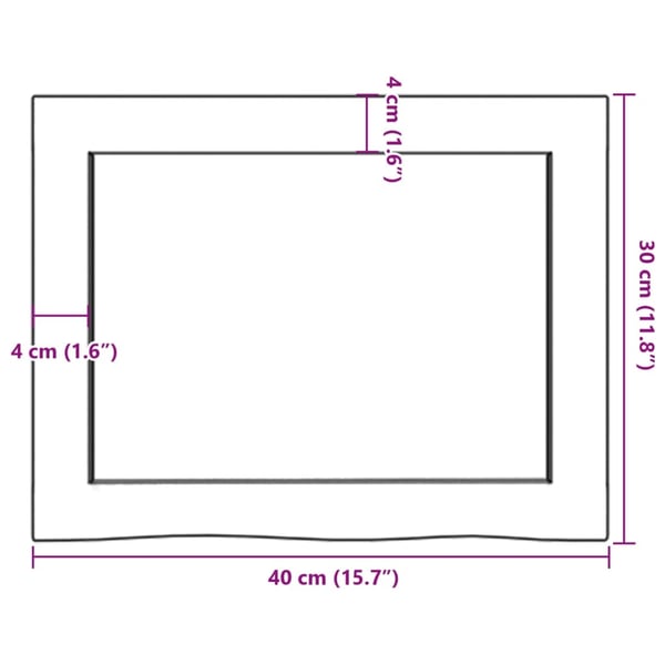 vidaXL Benkeplate til bad 40x30x(2-6) cm ubehandlet heltre