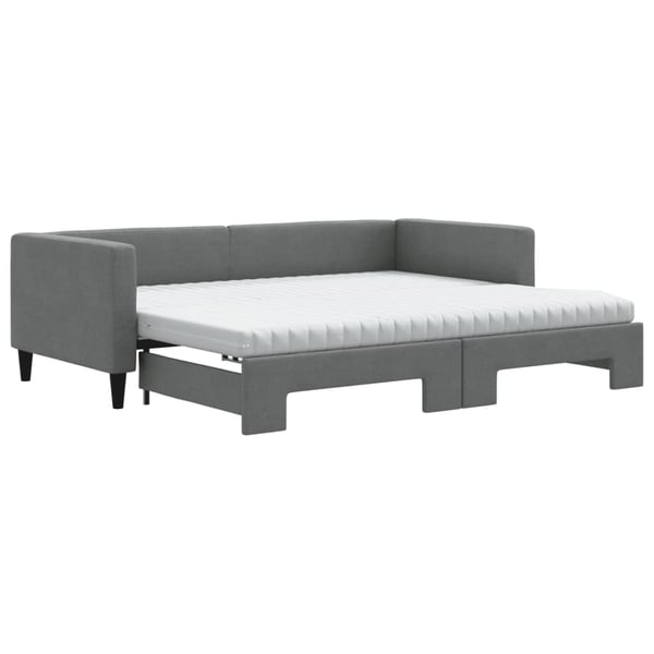 vidaXL daybed med udtræk og madras 90x200 cm stof mørkegrå