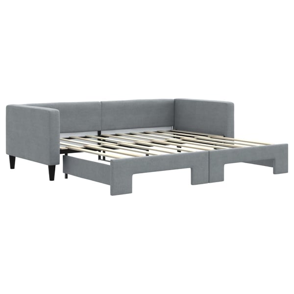 vidaXL daybed med udtræk 90x190 cm stof lysegrå