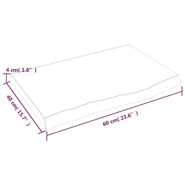 vidaXL Benkeplate til bad 60x40x(2-4) cm ubehandlet heltre