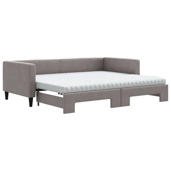 vidaXL Dagbädd utdragbar med madrasser taupe 90x200 cm tyg