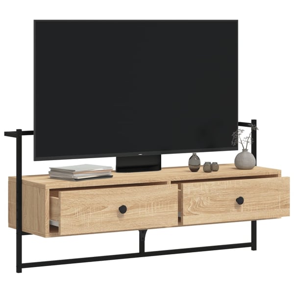 vidaXL væghængt tv-bord 100,5x30x51 cm konstrueret træ sonoma-eg