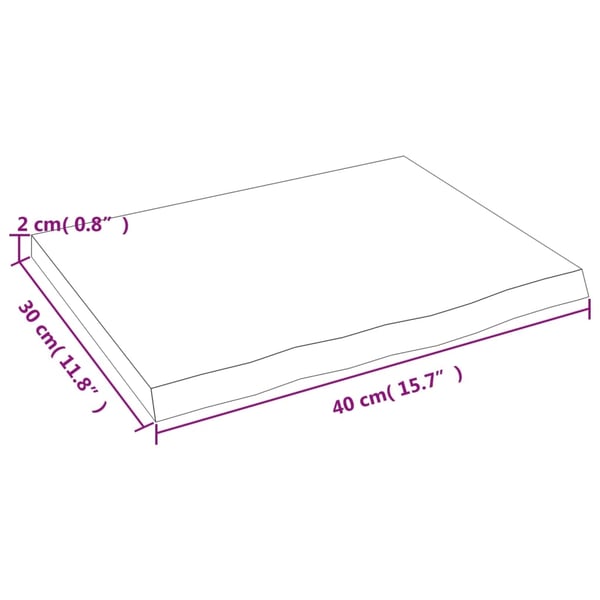 vidaXL Benkeplate til bad 40x30x2 cm ubehandlet heltre