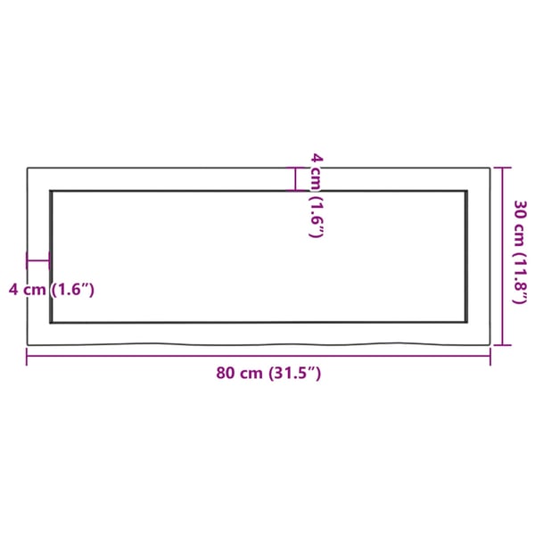 vidaXL Benkeplate til bad 80x30x(2-4) cm ubehandlet heltre