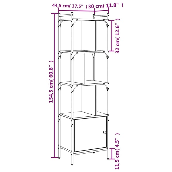 vidaXL Bokhylle med dører sonoma eik 44,5x30x154,5 cm konstruert tre