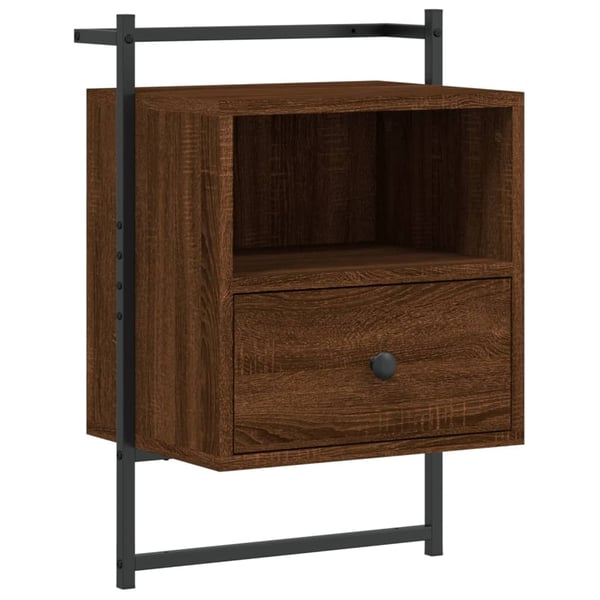 vidaXL Nattbord veggmontert brun eik 40x30x61 cm konstruert tre