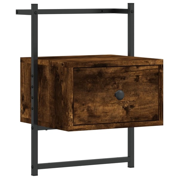vidaXL Nattbord veggmontert røkt eik 35x30x51 cm konstruert tre