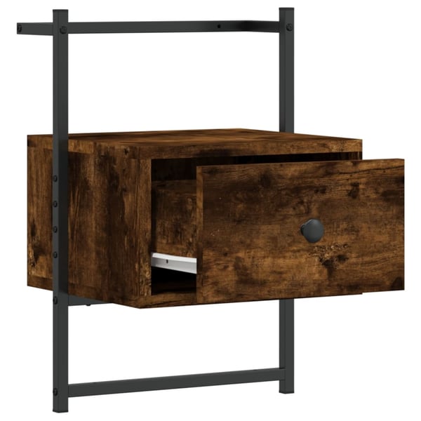 vidaXL Nattbord veggmontert røkt eik 35x30x51 cm konstruert tre