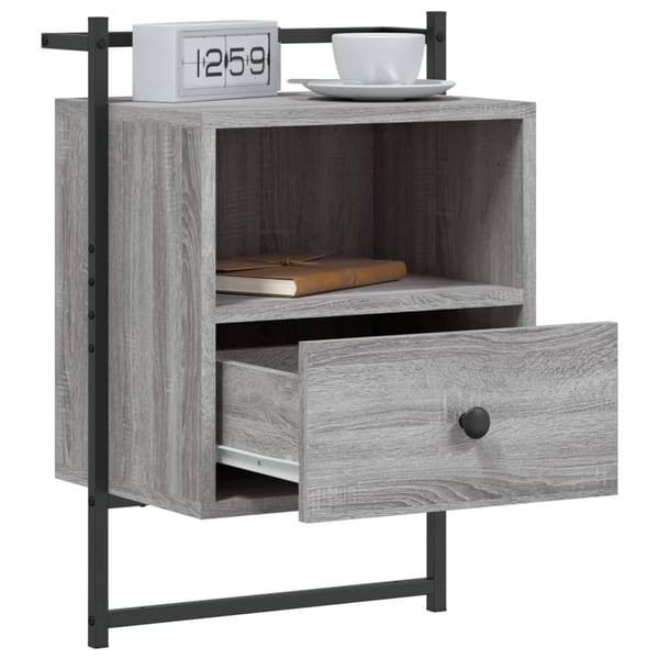 vidaXL Nattbord veggmontert 2 stk grå sonoma 40x30x61cm konstruert tre