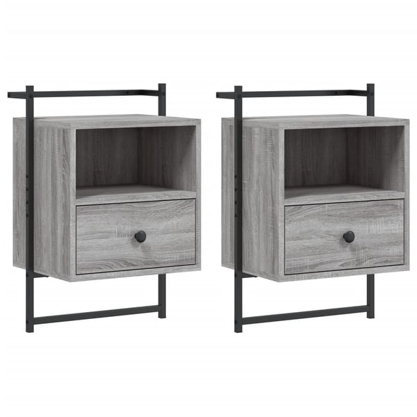 vidaXL Nattbord veggmontert 2 stk grå sonoma 40x30x61cm konstruert tre