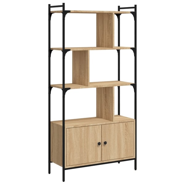 vidaXL Bokhylle med dører Sonoma eik 76,5x30x154,5 cm konstruert tre