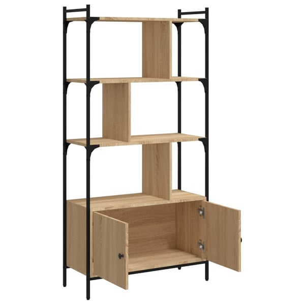vidaXL Bokhylle med dører Sonoma eik 76,5x30x154,5 cm konstruert tre