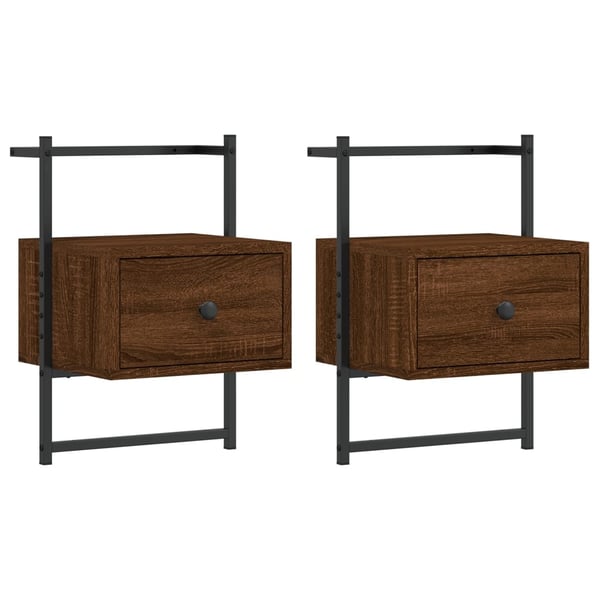 vidaXL Nattbord veggmontert 2 stk brun eik 35x30x51 cm konstruert tre