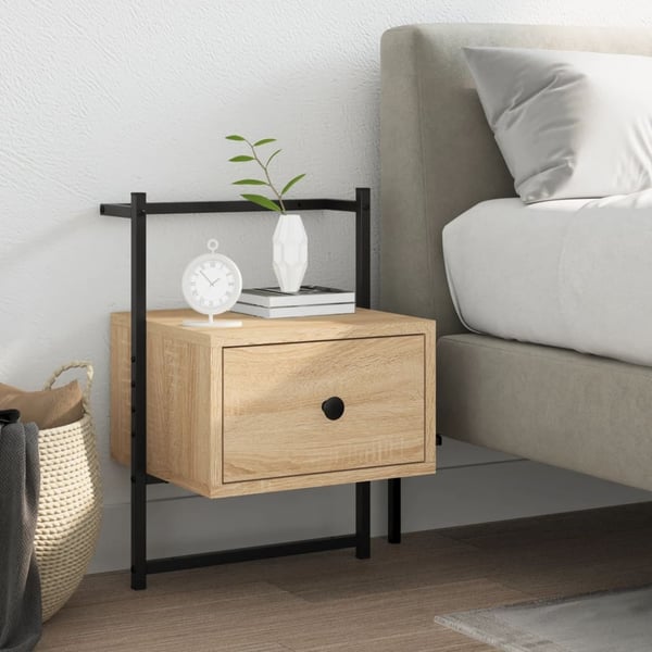 vidaXL væghængt sengebord 35x30x51 cm konstrueret træ sonoma-eg